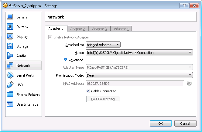 VirtualBox. network settings